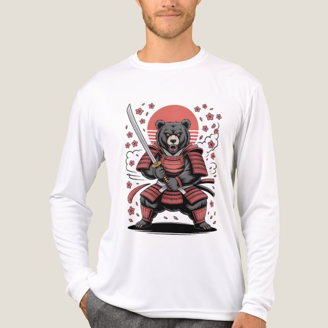 Samurai Bear Tri-blend Long Sleeve Shirt (Vorderseite)