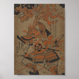 Samurai Bekämpft einen Dämon um 1711 Poster
