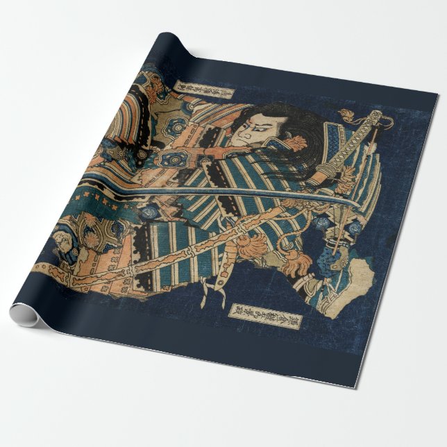 SAMURAI-BEKÄMPFUNG MIT KATANA-SCHWERTERN von Hokus Geschenkpapier (Ungerollt)