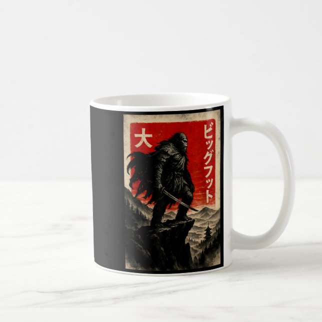 Samurai Bigfoot Graphic Tee Japanese Vintage  Kaffeetasse (Rechts)