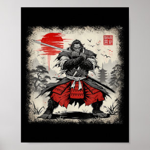 Samurai Bigfoot Japanisch Vintag Ukiyo-e Art Warri Poster