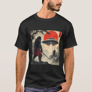 Samurai Bigfoot japanische UFO-Vintage-Grafik Ukiy T-Shirt