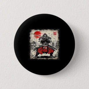 Samurai Bigfoot japanische Vintage-Ukiyo-e-Kunst K Button