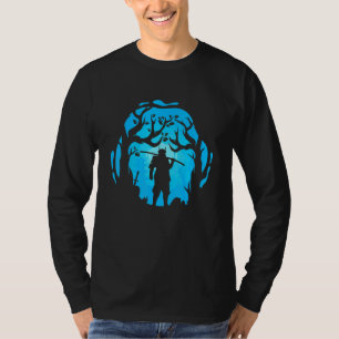 Samurai Blue Magischer Träumerischer Nacht-Silhoue T-Shirt