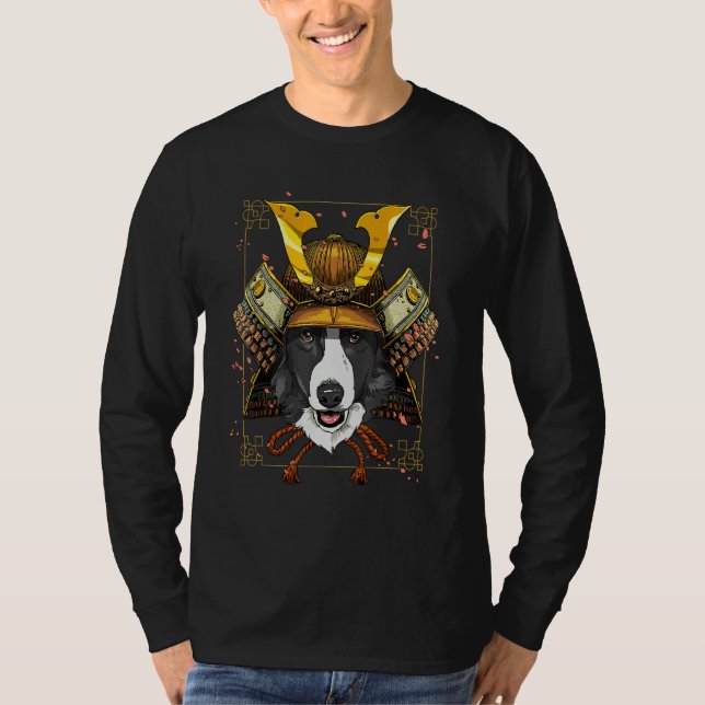 Samurai Border Collie Pet Dog  Japanese Warrior Bu T-Shirt (Vorderseite)