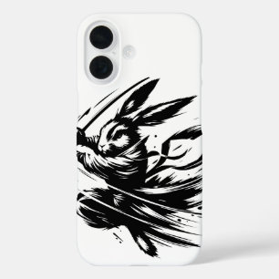 Samurai Bunny Black Ink Warrior Rabbit iPhone 16 Hülle