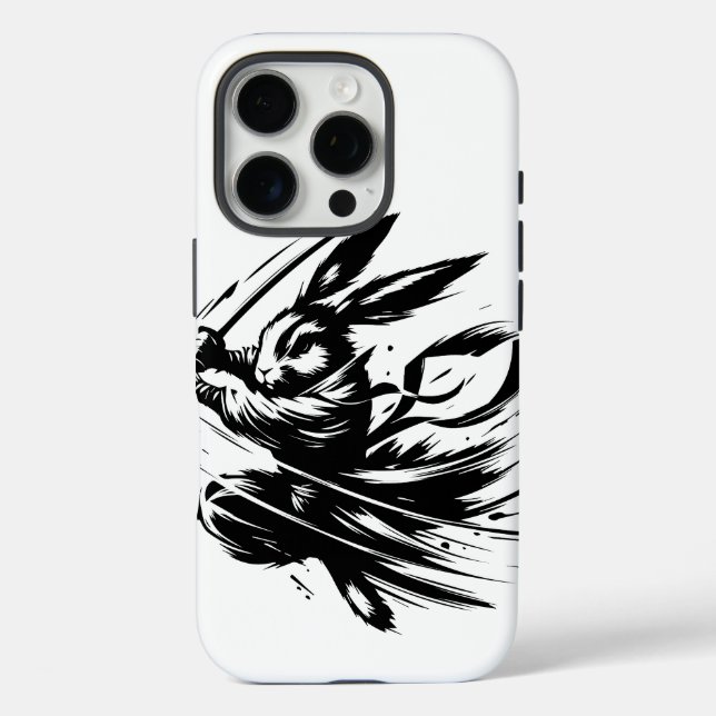 Samurai Bunny Black Ink Warrior Rabbit Case-Mate iPhone Hülle (Rückseite)