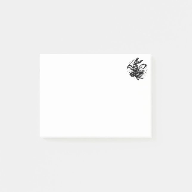 Samurai Bunny Black Ink Warrior Rabbit Post-it Klebezettel (Vorderseite)
