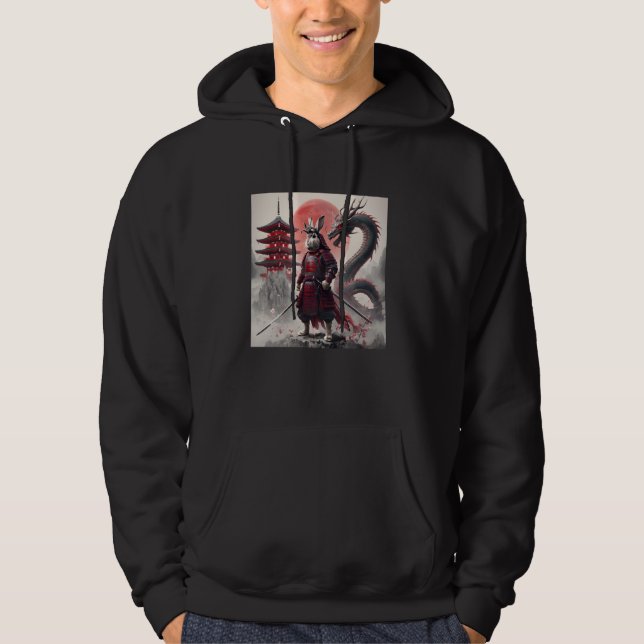 Samurai Bunny Rabbit Warrior Japanischer Rabbit Ni Hoodie (Vorderseite)