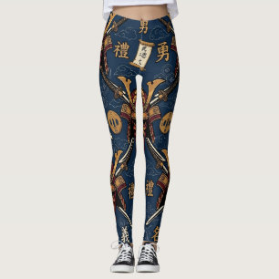 Samurai-Bushido-Code-Tugenden nahtloses Muster Leggings