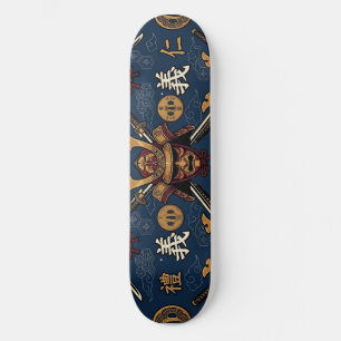 Samurai Bushido-Code Tugenden nahtloses Muster Skateboard