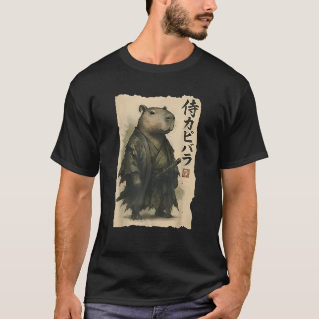 Samurai Capybara Funny Capybara Japanisches Tier T-Shirt (Vorderseite)