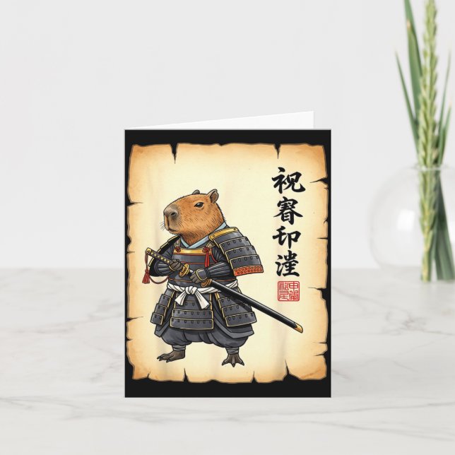 Samurai Capybara Japanese Art Vintage Graphic Funn Karte (Vorderseite)