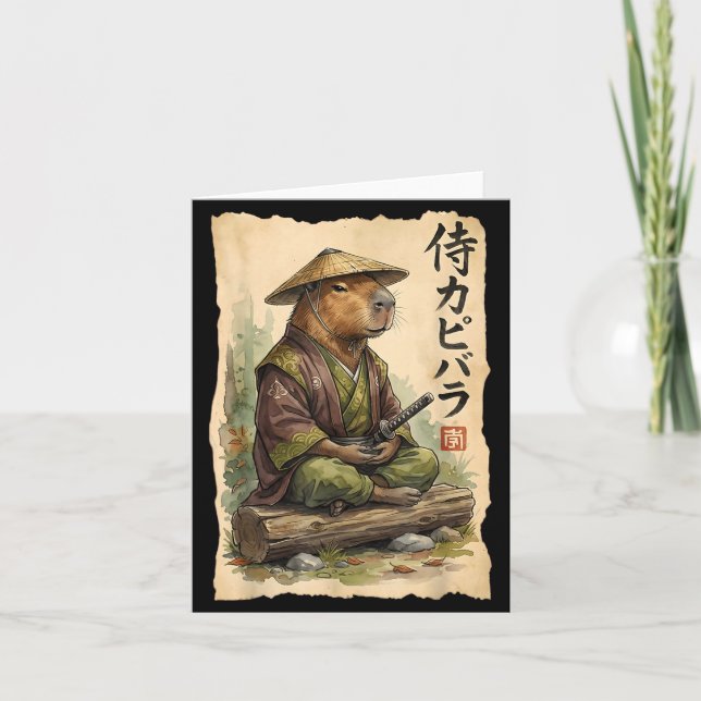 Samurai Capybara Japanese Art Vintage Graphic Funn Karte (Vorderseite)