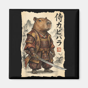 Samurai Capybara Japanische Kunst Vintage Grafik L Magnet