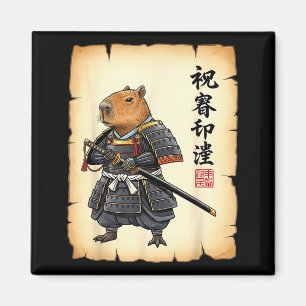 Samurai Capybara Japanische Kunst Vintage Grafik L Magnet
