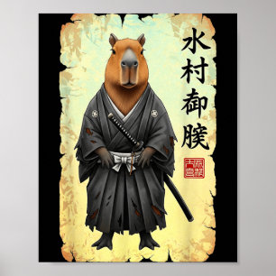 Samurai Capybara Japanische Kunst Vintage Grafik L Poster