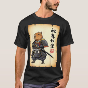 Samurai Capybara Japanische Kunst Vintage Grafik L T-Shirt