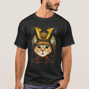 Samurai Cat Armor Japanischer Krieger Bushido Japa T-Shirt