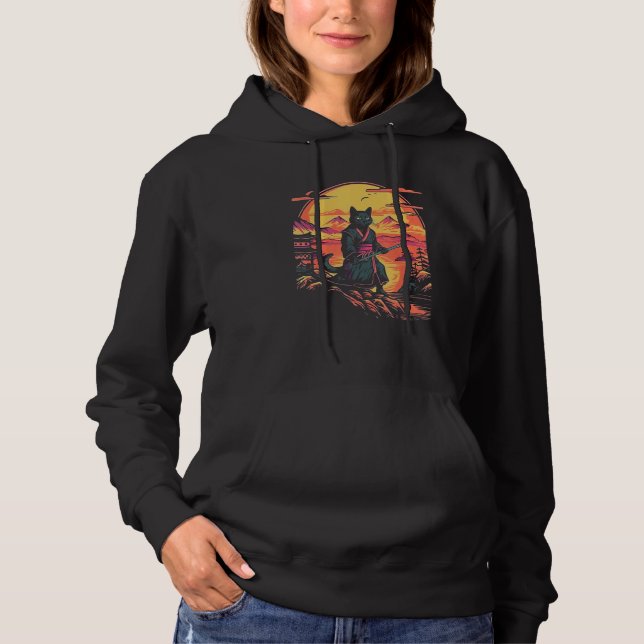 Samurai Cat Bushido Japanese Aesthetic Style Hoodie (Vorderseite)