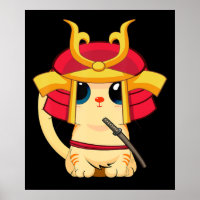 Samurai Cat Cute Japanese Anime Cosplay Halloween