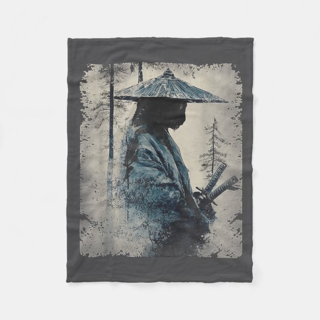 Samurai Cat Japanese Art Anime Men Women Kids Grap Fleecedecke (Vorderseite)