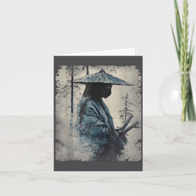 Samurai Cat Japanese Art Anime Men Women Kids Grap Karte (Vorderseite)