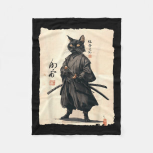Samurai Cat Japanisch Anime Cat Lover Funny für Mä Fleecedecke