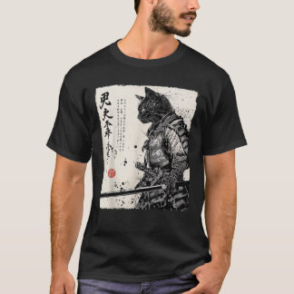 Samurai Cat Japanischer Art Anime gibt Männern Fra T-Shirt