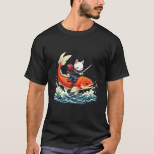 Samurai Cat Japanischer Koi Fisch T-Shirt