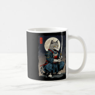 Samurai Cat Japanischer Retro-Kämpfer Cat Moon Uki Kaffeetasse