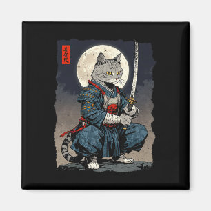 Samurai Cat Japanischer Retro-Kämpfer Cat Moon Uki Magnet