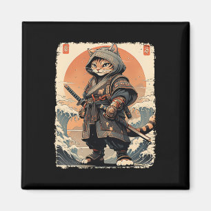 Samurai Cat Katana Full Gear Warrior Kämpfer Japan Magnet