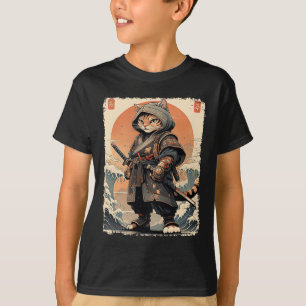 Samurai Cat Katana Full Gear Warrior Kämpfer Japan T-Shirt