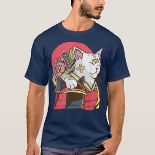 Samurai Cat mit Armor Plaster Asian Martial Arts T-Shirt