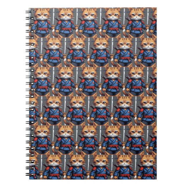 Samurai Cat Pixel Art Notizblock (Vorderseite)