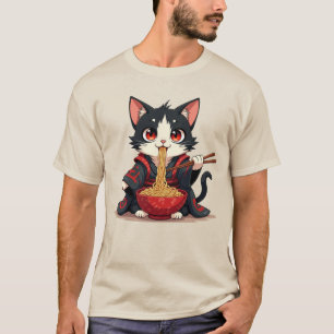 Samurai Cat Ramen Shirt - Niedliches Vintages graf