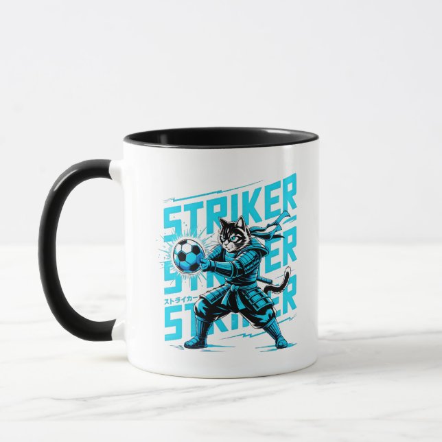 Samurai Cat Soccer Striker Mug | Anime Sports Gift Tasse (Links)