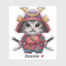 Samurai Cat Sticker - Fierce und Adorable Warrior
