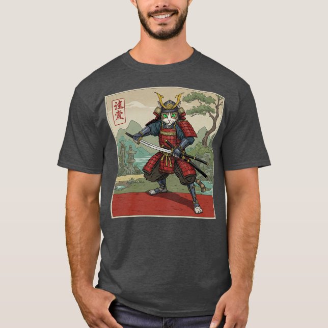 Samurai Cat T-Shirt (Vorderseite)