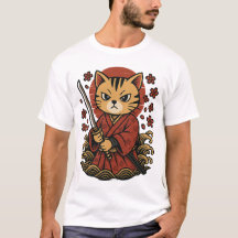 Samurai Cat T - Shirt | Japanische Anime Warrior C