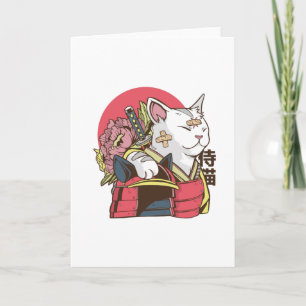 Samurai Cat - Vaporwave Cat Karte