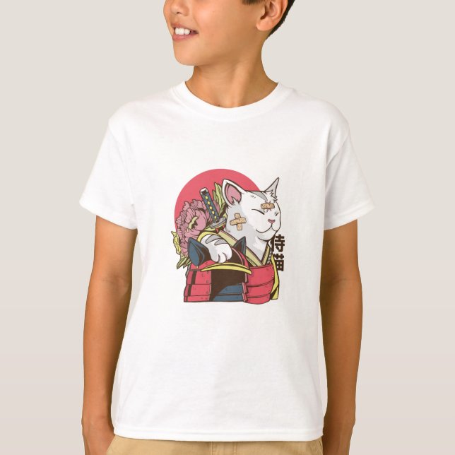Samurai Cat - Vaporwave Cat T-Shirt (Vorderseite)