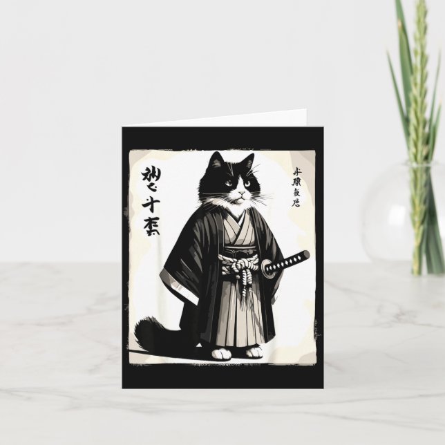 Samurai Cat Vintage Warrior Japanese Anime  Karte (Vorderseite)