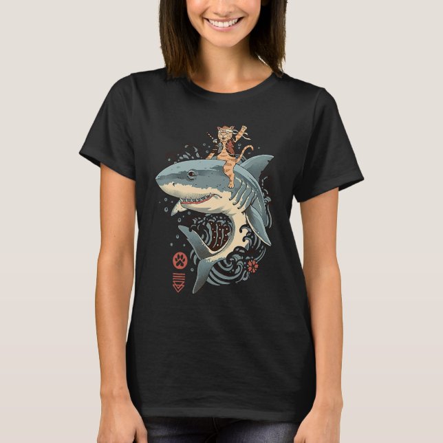 Samurai Cat warrior Bushido shark Japanese Cats ka T-Shirt (Vorderseite)