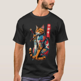 Samurai Cat Warrior – Epic Japanese Tattoo Style T-Shirt