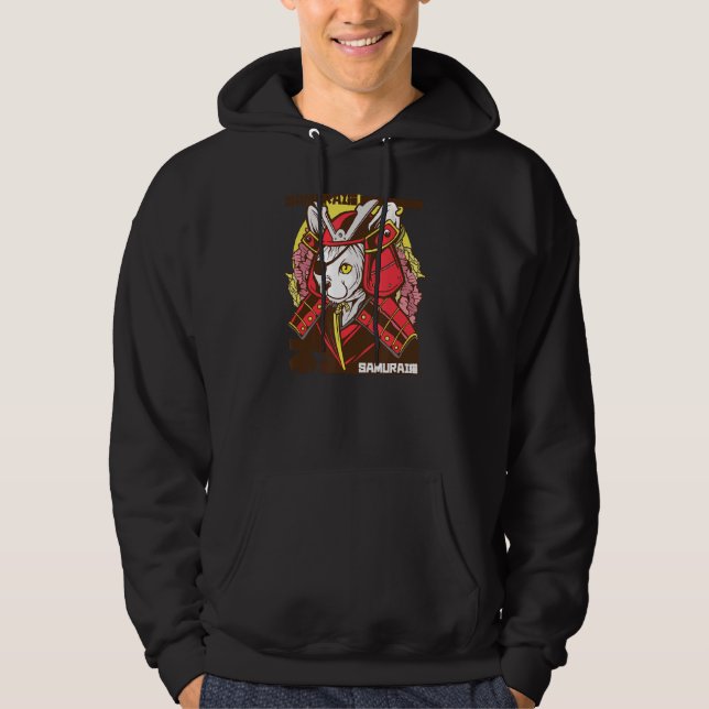 Samurai Cat Warrior Eye Patch in Tradition Hoodie (Vorderseite)