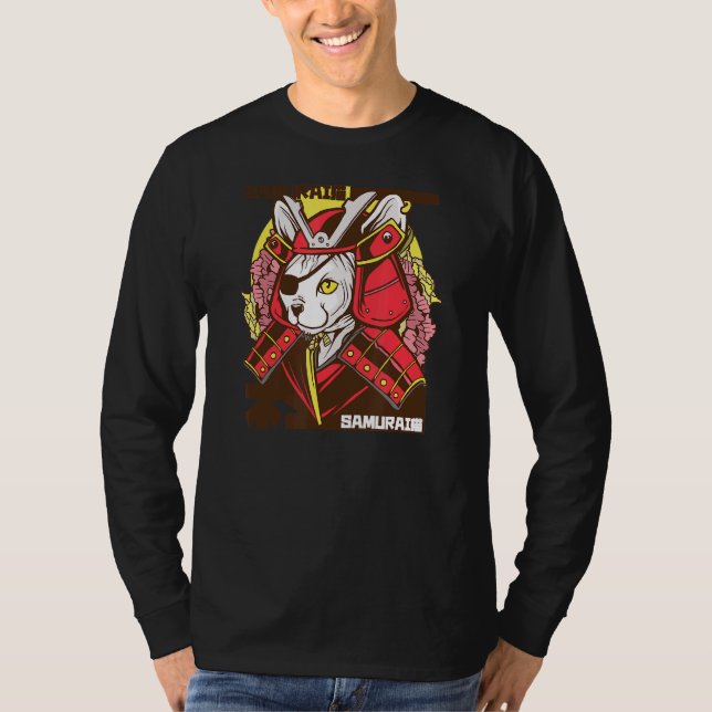Samurai Cat Warrior Eye Patch in Tradition T-Shirt (Vorderseite)