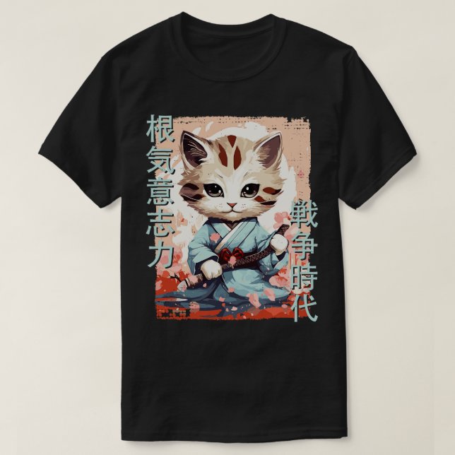 Samurai Cat Warrior Japanisch Ninja Kitty Kawaii 1 T-Shirt (Design vorne)