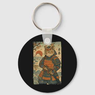 Samurai Cat Warrior Japanisch Ukiyo-e Artwork Cat Schlüsselanhänger
